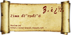 Zima Árpád névjegykártya